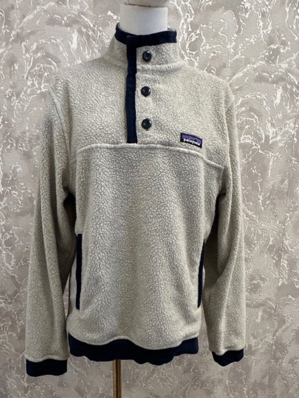 Patagonia Button Fleece Pullover Cream Sherpa Women’s Size Small